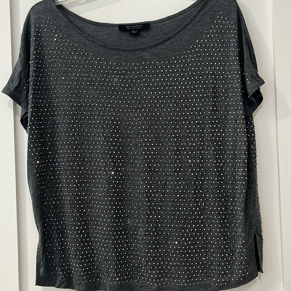 Studded jersey knit tee